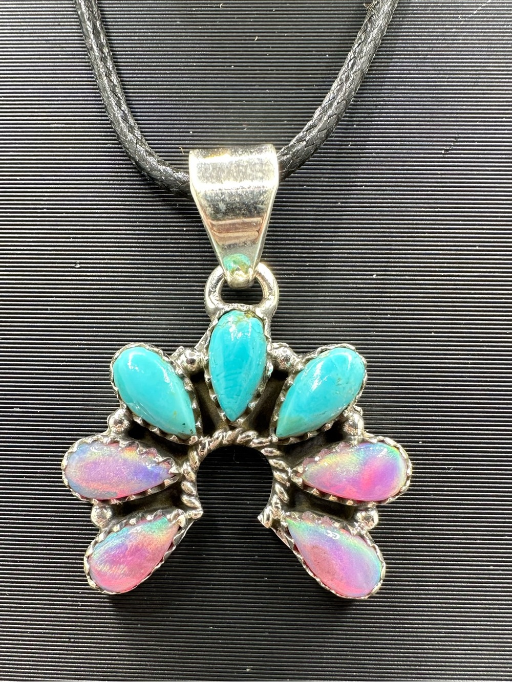 Opal & Turquoise Sterling Silver 925 Naja Necklace Pendant